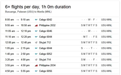 Direct flights from Manila to Busuanga / Coron .
